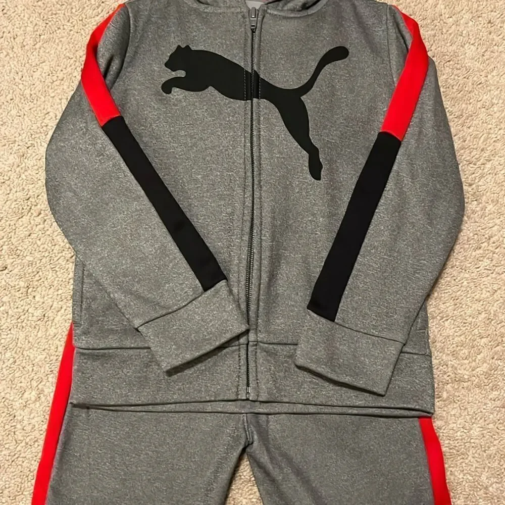 Puma Kids' NWT Boys Size 4T Red and Gray Tracksuit Set